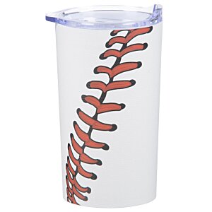 Additional Image 3 - a white cup with a baseball stitching on it