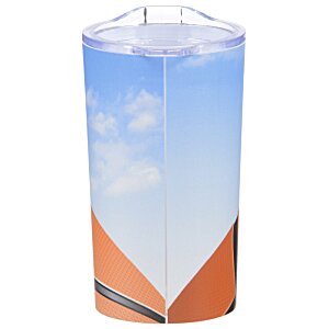 Additional Image 2 - a blue and orange glass with a picture of a sky and clouds
