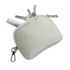 a white pouch with a zipper