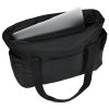 a black bag with a white paper inside