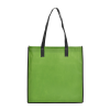 a green bag with black handles