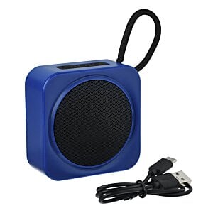 Additional Image 1 - a blue square speaker with a cord