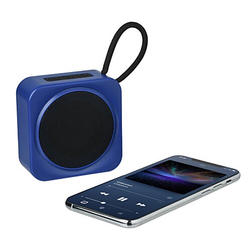 Additional Image 4 - a blue speaker next to a cell phone