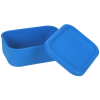 a blue plastic container with a lid