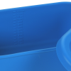 a blue tray with a hole in it