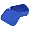 a blue plastic container with a lid