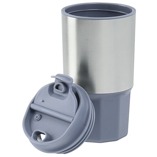 Additional Image 4 - a grey and silver tumbler with a lid