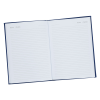 a white paper with blue edges