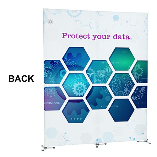 Additional Image 1 - a white sign with blue and green hexagons