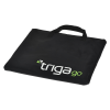 a black bag with white text