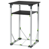 a black and white metal shelf