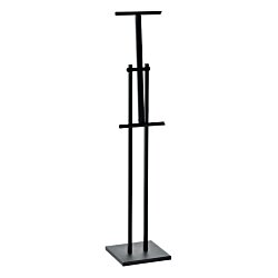 a black stand with a black pole