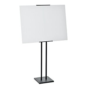 Additional Image 3 - a white square lamp on a metal stand