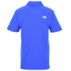 a blue shirt with a white logo