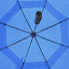 a close up of a blue umbrella