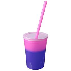 a cup with a straw