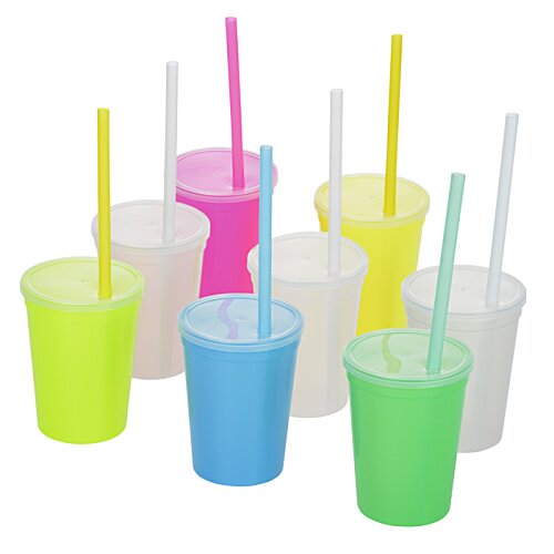 Additional Image 6 - a group of colorful plastic cups with straws