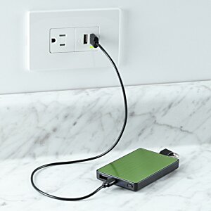 Additional Image 3 - a phone charging in a wall outlet