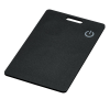 a black rectangular object with a round button