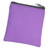 a purple pouch with a black zipper