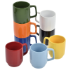 a group of colorful mugs