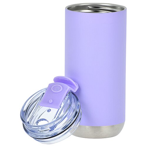 Additional Image 3 - a purple and silver tumbler with a lid