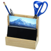 a pencil and scissors in a holder
