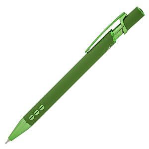 a green pen with a cap