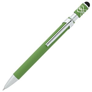 a green pen with a white cap