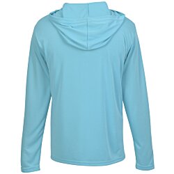 a blue hoodie with a white background