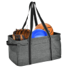 a grey bag with a blue ball and a blue ball inside