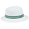 a white hat with green band