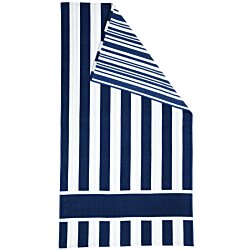 a blue and white striped towel