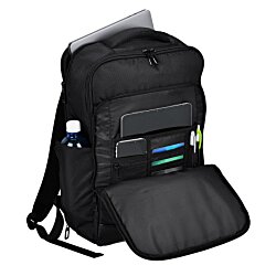 a black backpack with a pocket