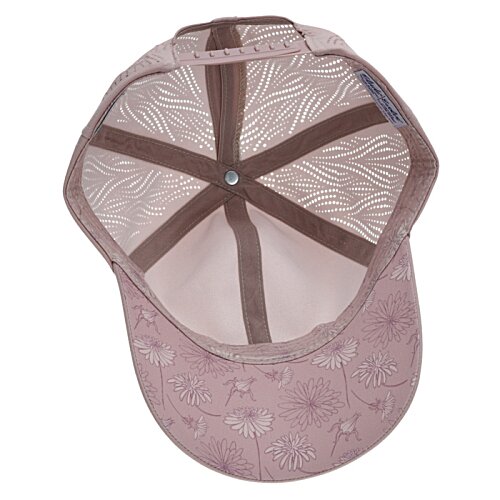 Additional Image 4 - a pink baseball cap with a brown stripe