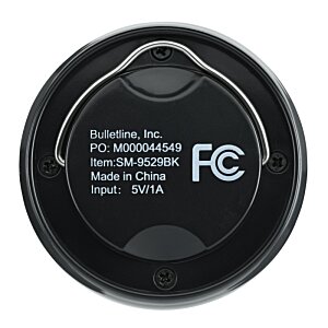 a black circle with white text