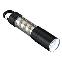 a black and silver flashlight