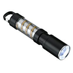 a black and silver flashlight