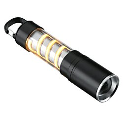 a black and silver flashlight