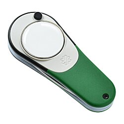 a green and white remote control