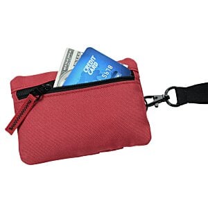 Additional Image 2 - a red purse with a card and a blue card in it
