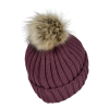 Additional Image 1 - a purple knitted hat with a fluffy pom