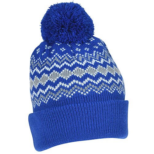 Additional Image 1 - a blue and white knit hat