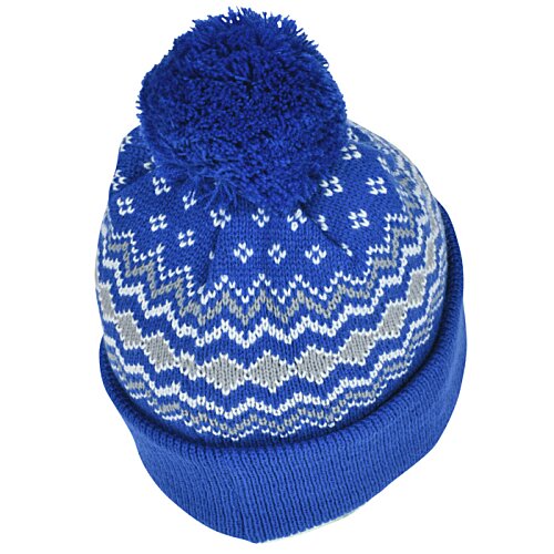 Additional Image 2 - a blue and white knitted hat