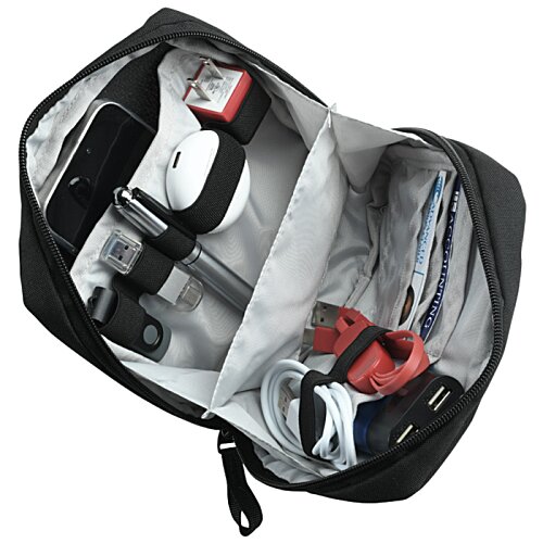 Additional Image 1 - a black and white bag with a zipper