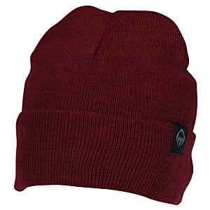 Additional Image 2 - a red beanie with a black logo
