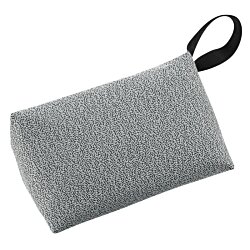 a grey sponge with a black strap