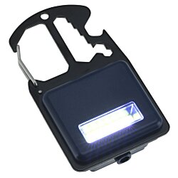 a black object with a white label