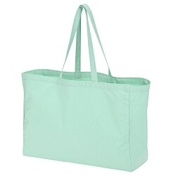 a green bag with handles