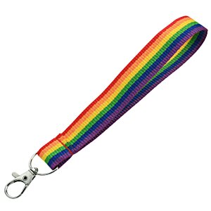 Additional Image 2 - a rainbow lanyard with a metal hook